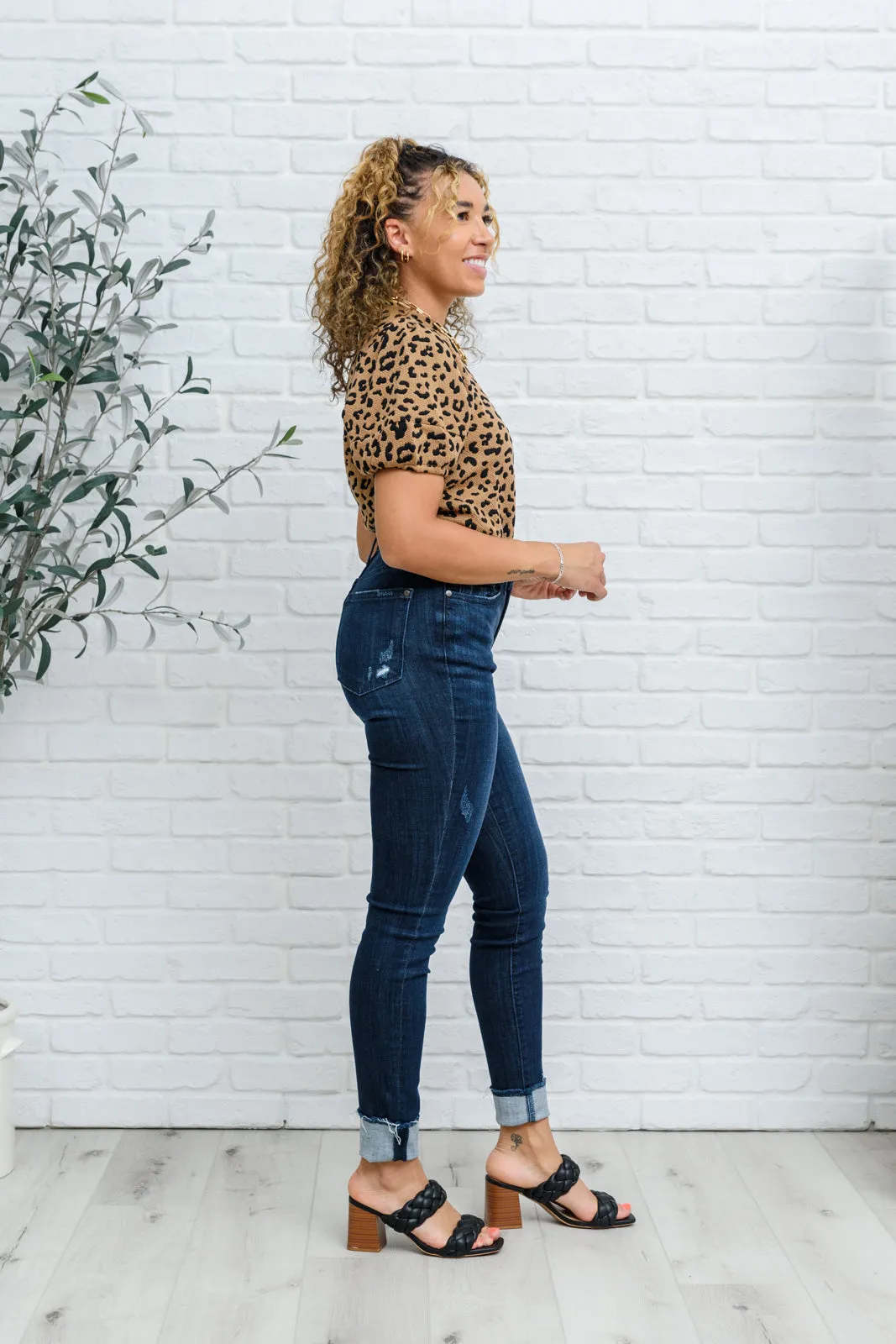 Maeve Mid-Rise Dark Wash Cuffed Skinny (22W,24W)
