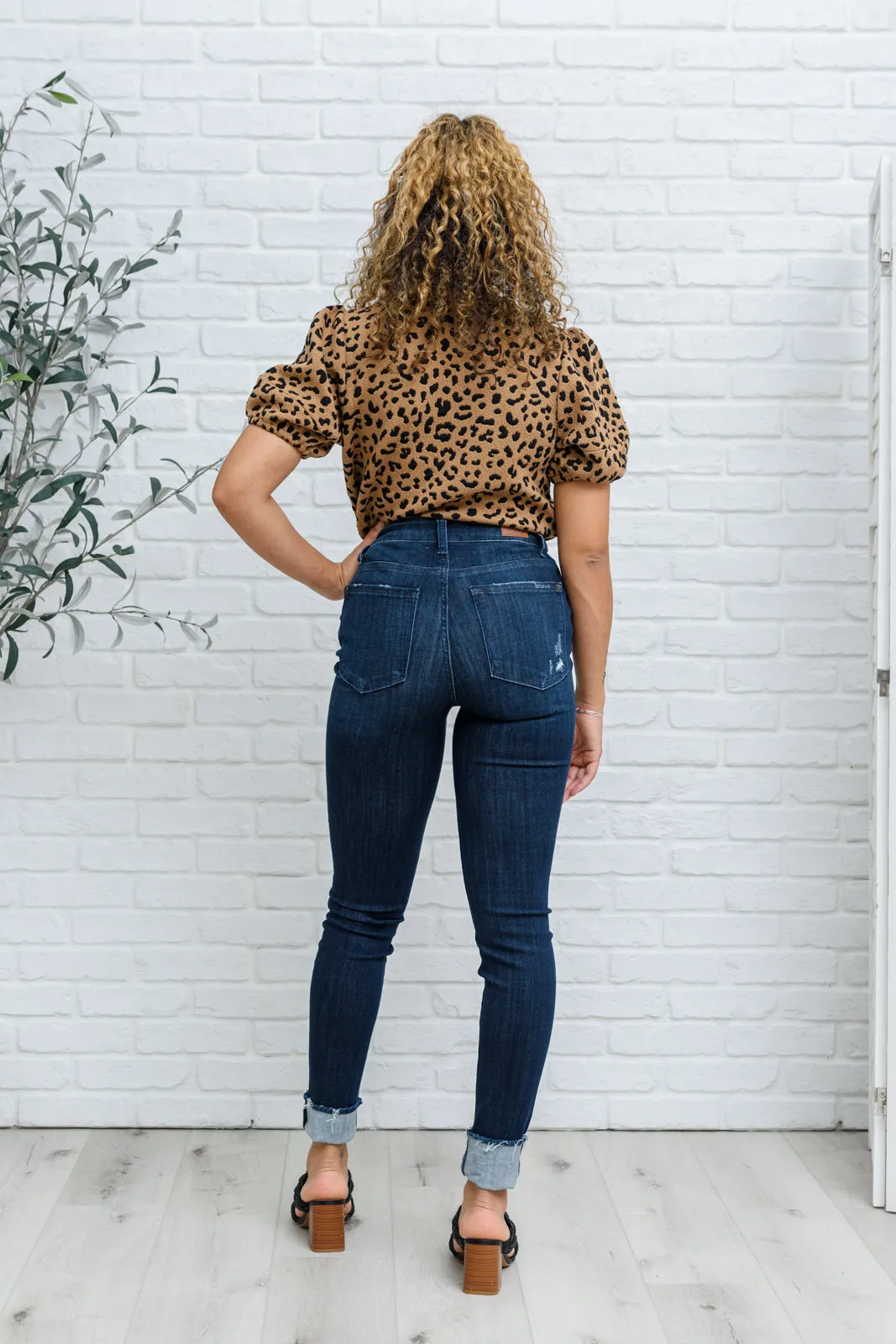 Maeve Mid-Rise Dark Wash Cuffed Skinny (22W,24W)