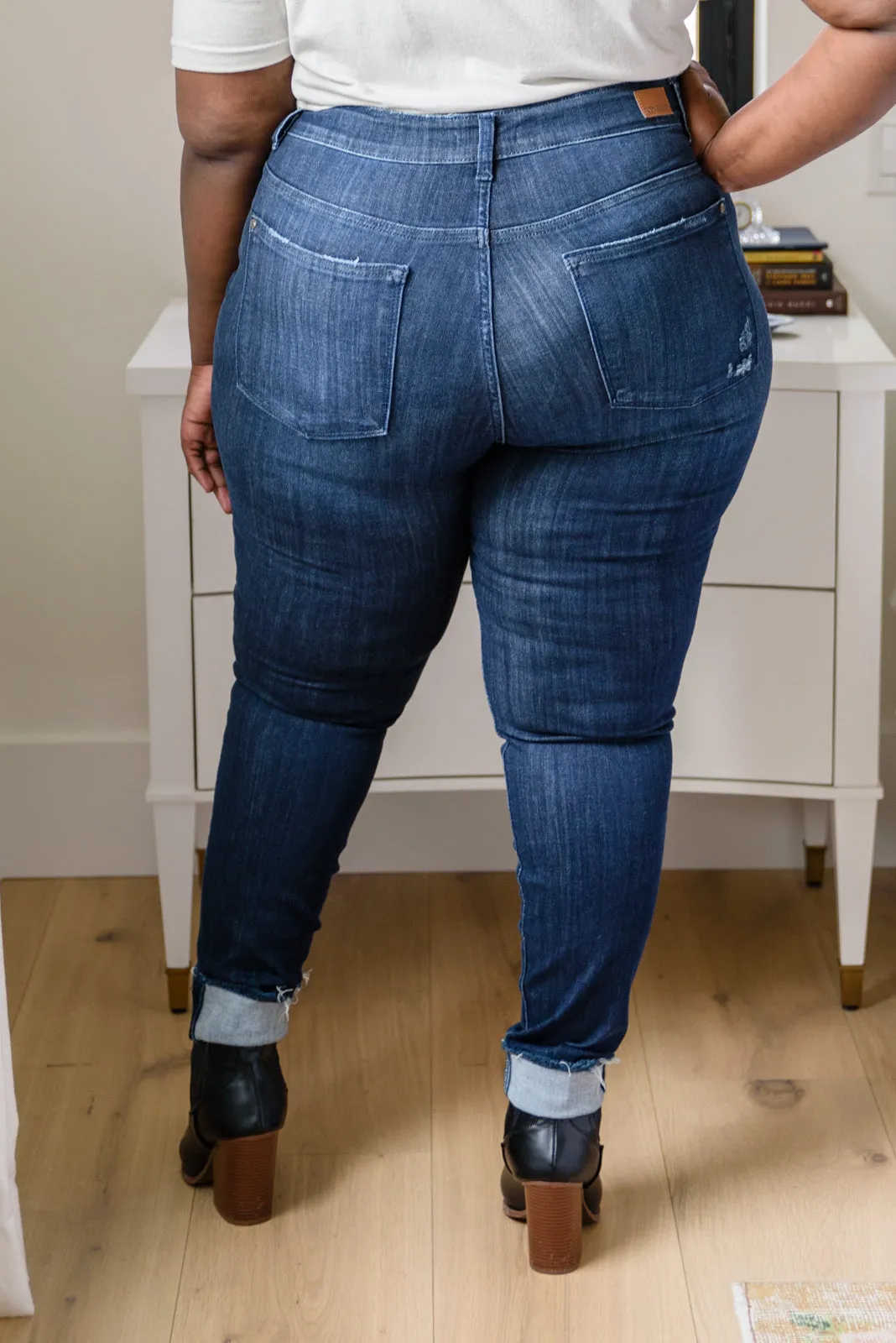 Maeve Mid-Rise Dark Wash Cuffed Skinny (22W,24W)