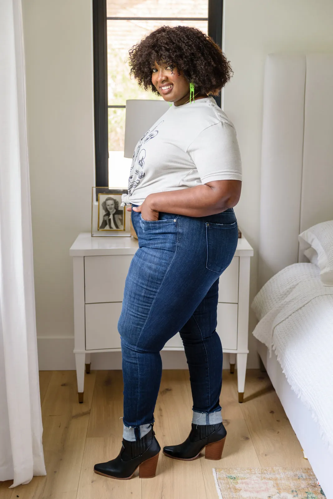 Maeve Mid-Rise Dark Wash Cuffed Skinny (22W,24W)