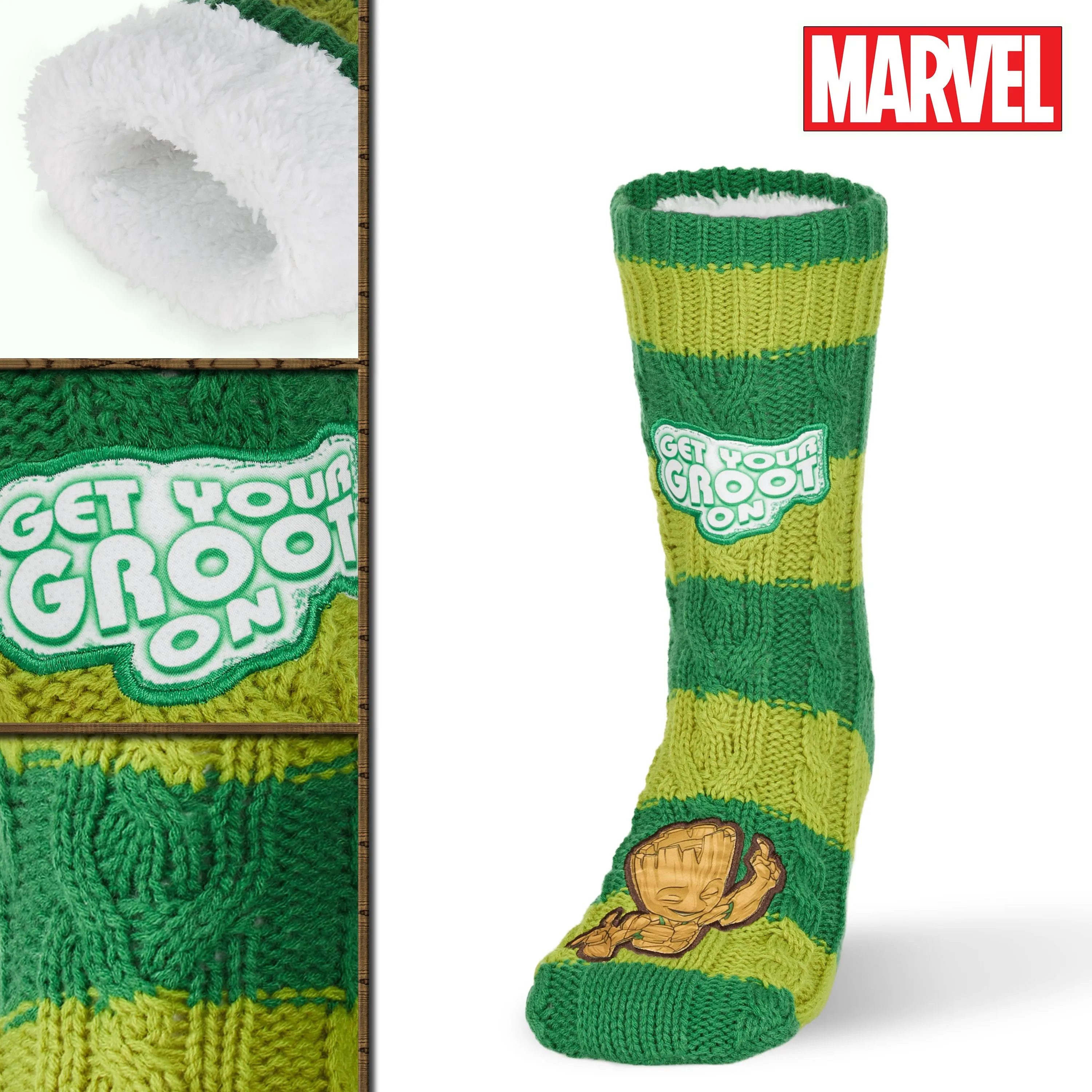 Marvel Fluffy Socks, Mens Slipper Socks, Groot Warm Knitted Socks