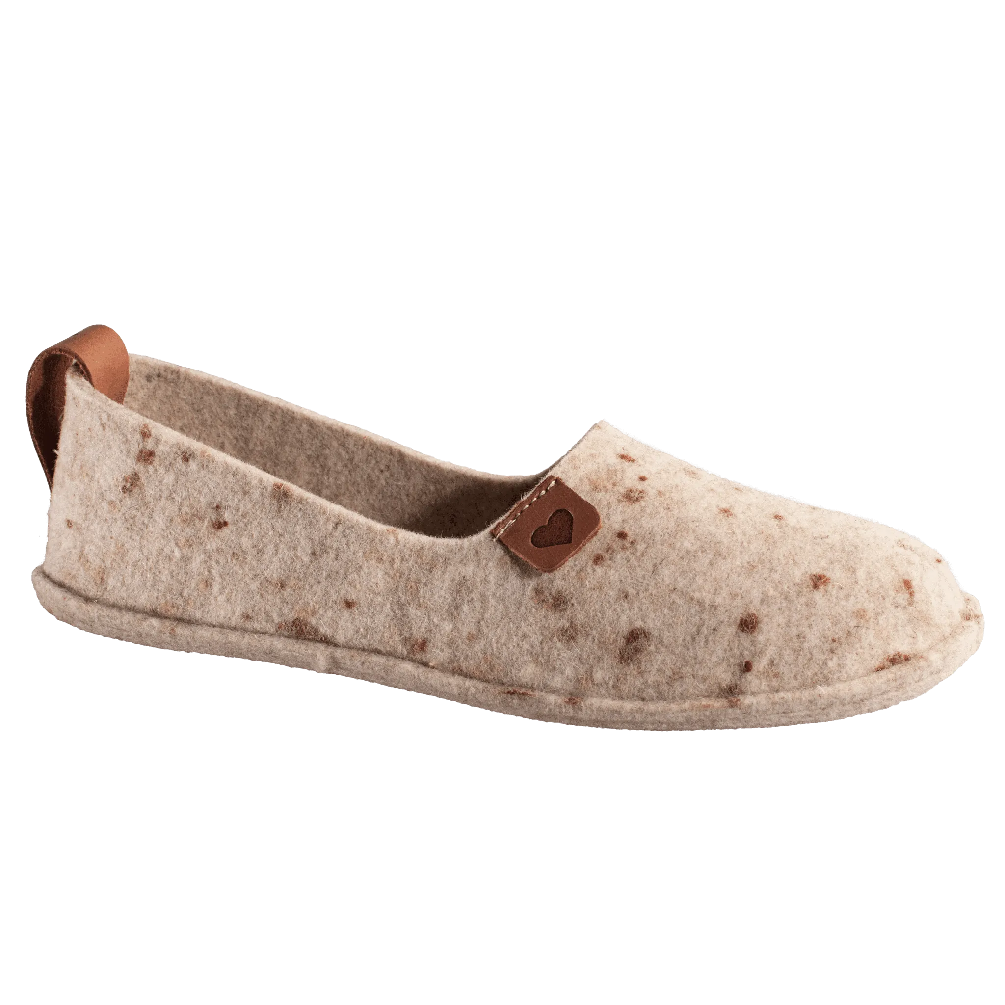 Natural felt and rubber sole slippers Toku - Beige