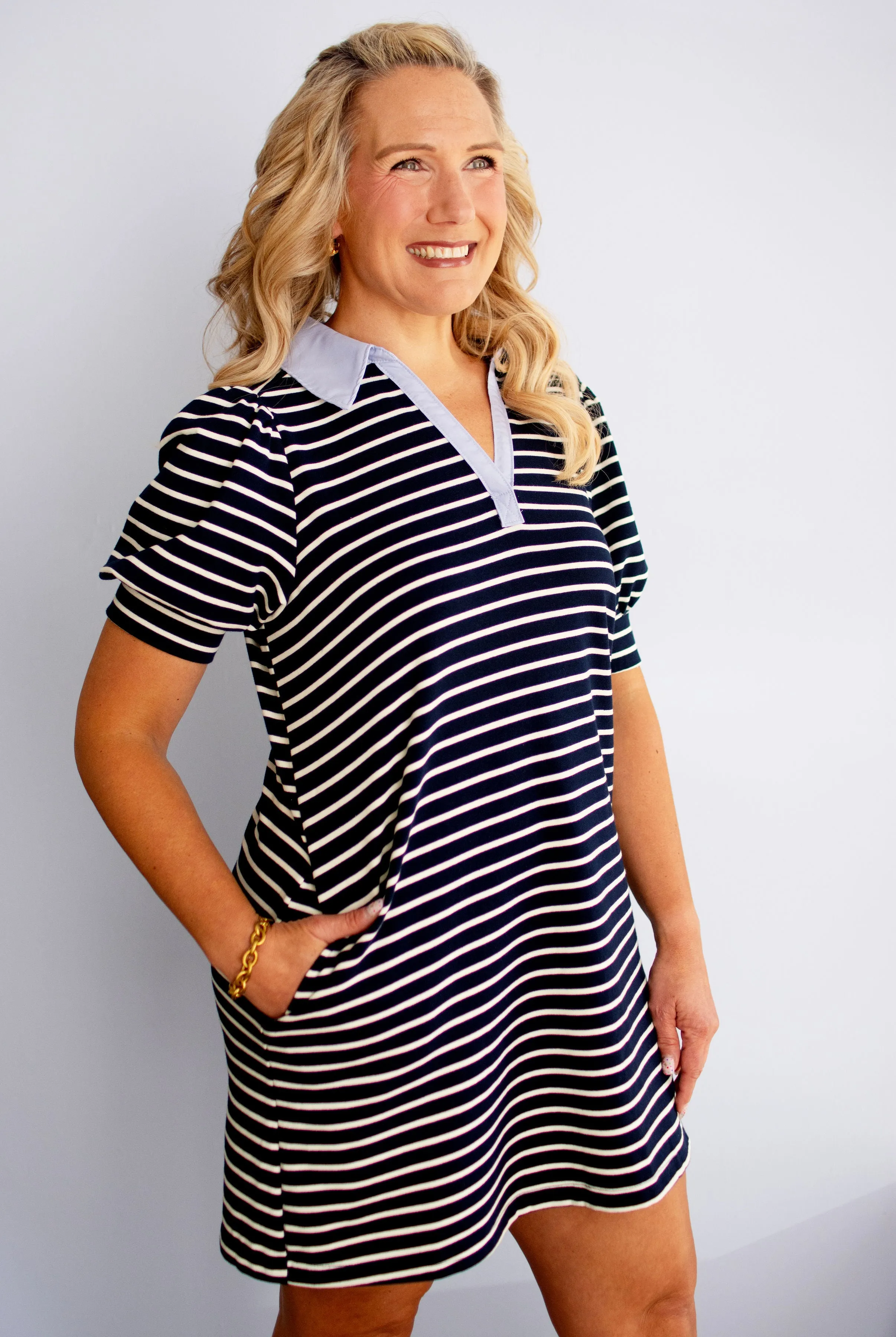 Navy Striped Dress