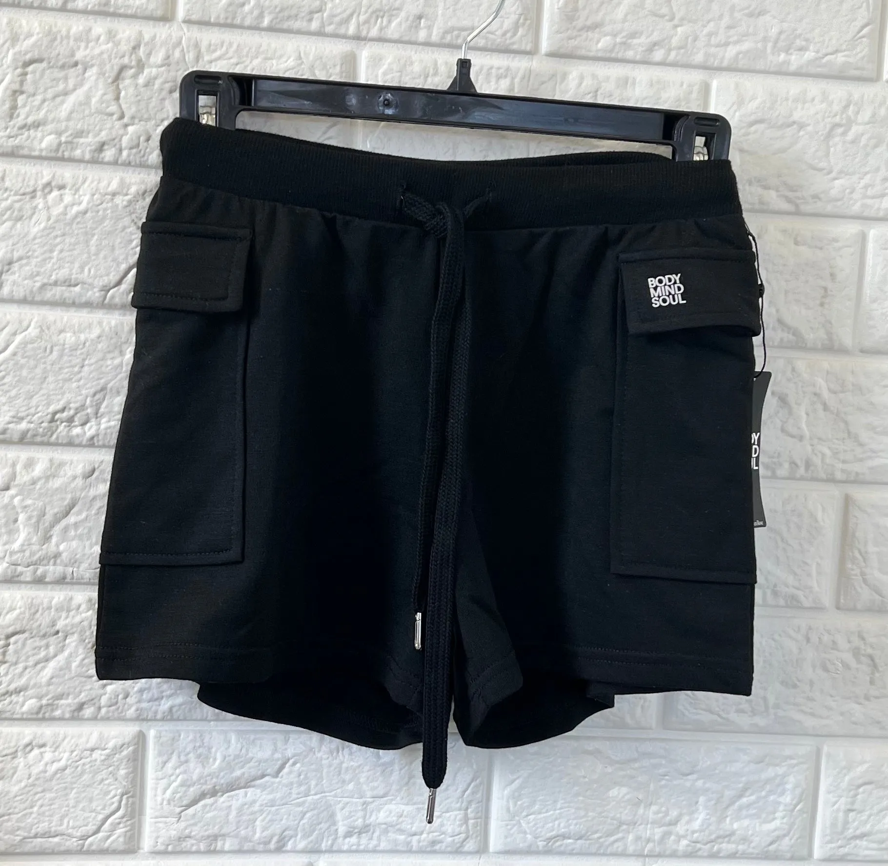 New La Vie En Rose BODY MIND SOUL Lounge Shorts in SOLID Black, Sz M