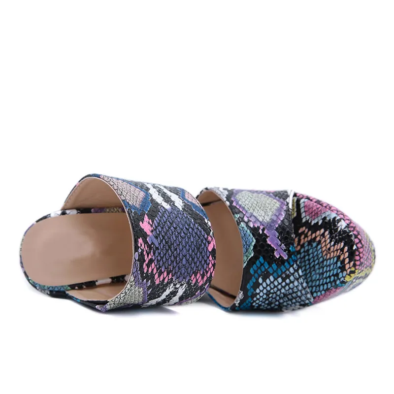New Women Wedges Slippers  Print Platform Slides Sexy Peen Toe Outdoor Women Slippers Wedge Heels Gladiator Sandals Femme Shoes