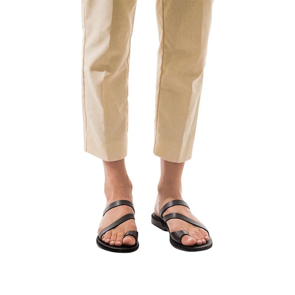 Noah - Leather Slide On Sandal | Black
