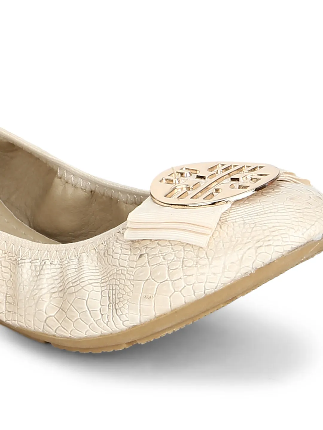 Nude PU Bow Belly Flats