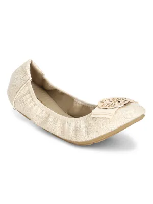 Nude PU Bow Belly Flats