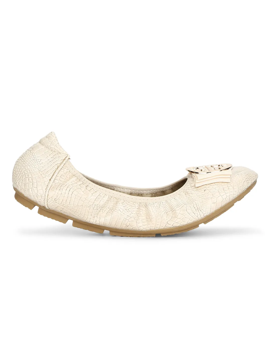 Nude PU Bow Belly Flats