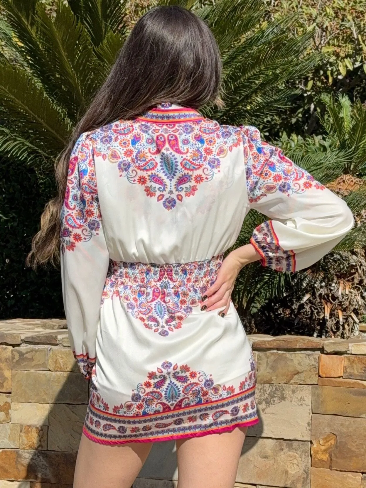 Paisley Floral Fusion Resort Wear Mini Dress