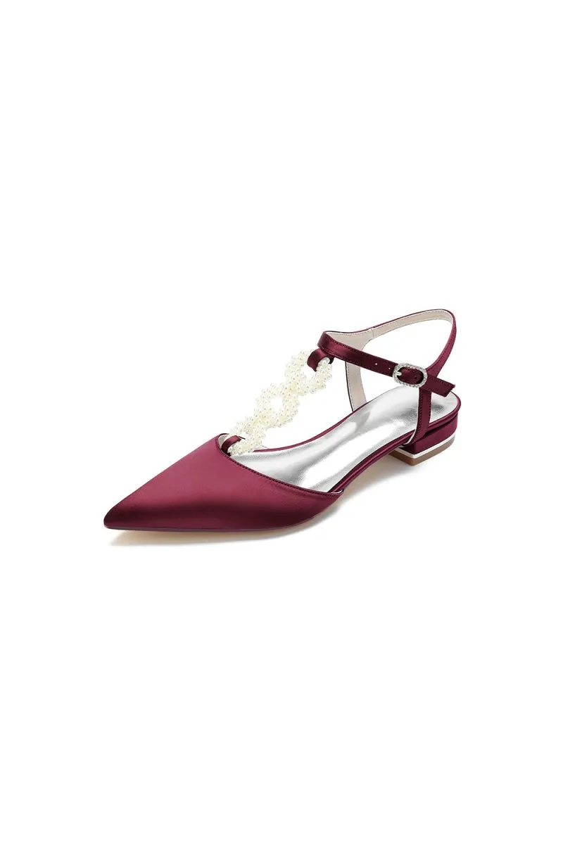 Pearl Strap Pointed Toe Flats