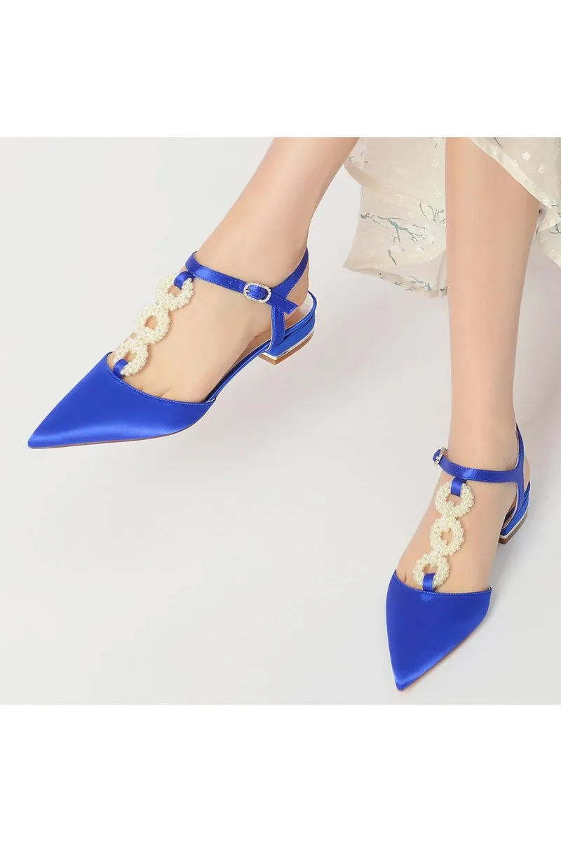 Pearl Strap Pointed Toe Flats