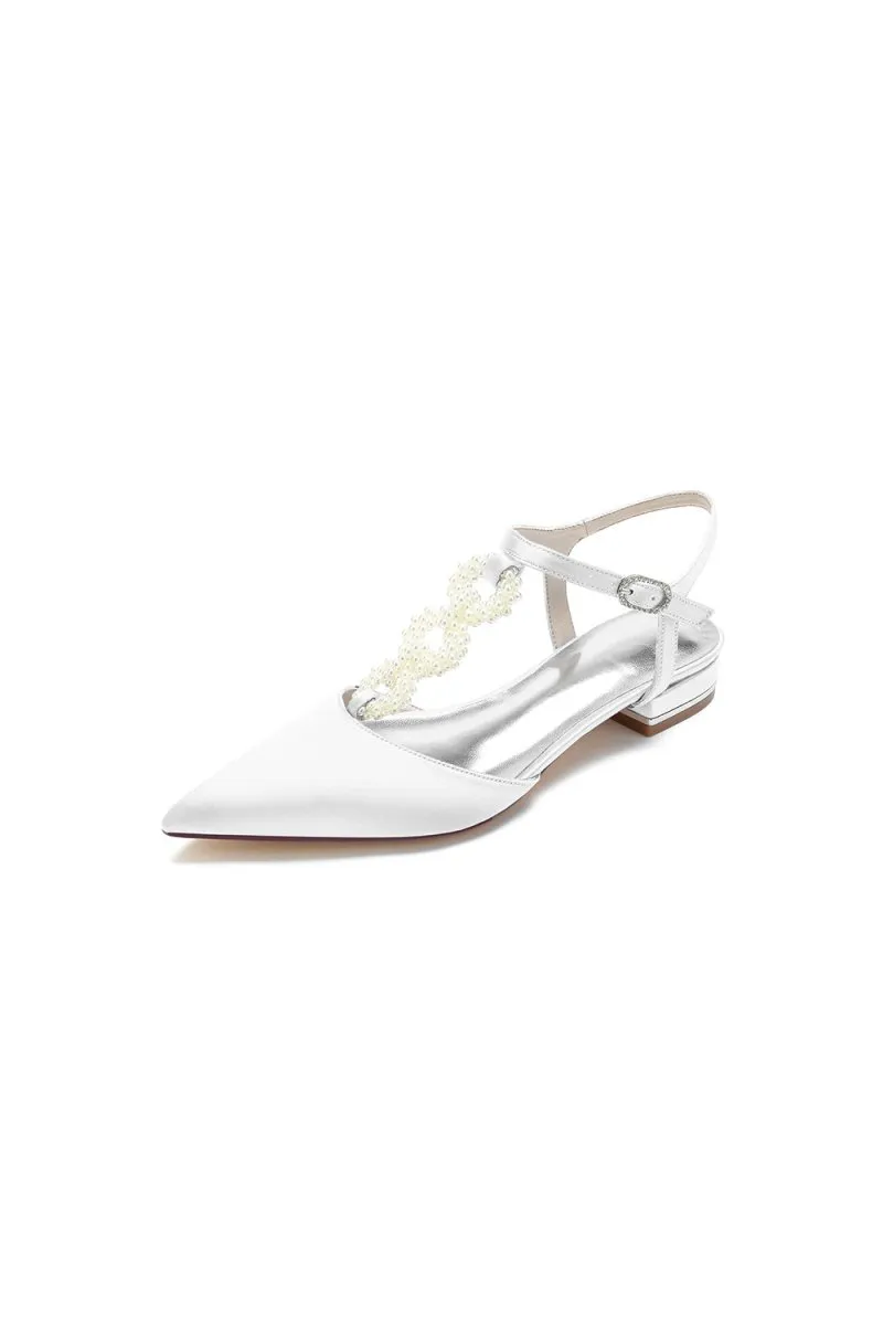 Pearl Strap Pointed Toe Flats