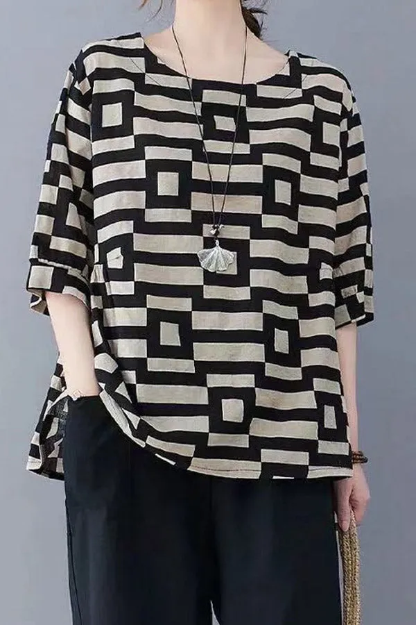 Plus Size Round Neck Blouse