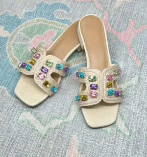 Precious Stone Embellished H Cut Sandals