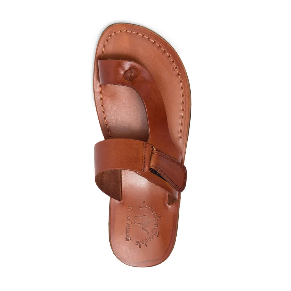 Rafael - Leather Velcro Strap Sandal | Honey