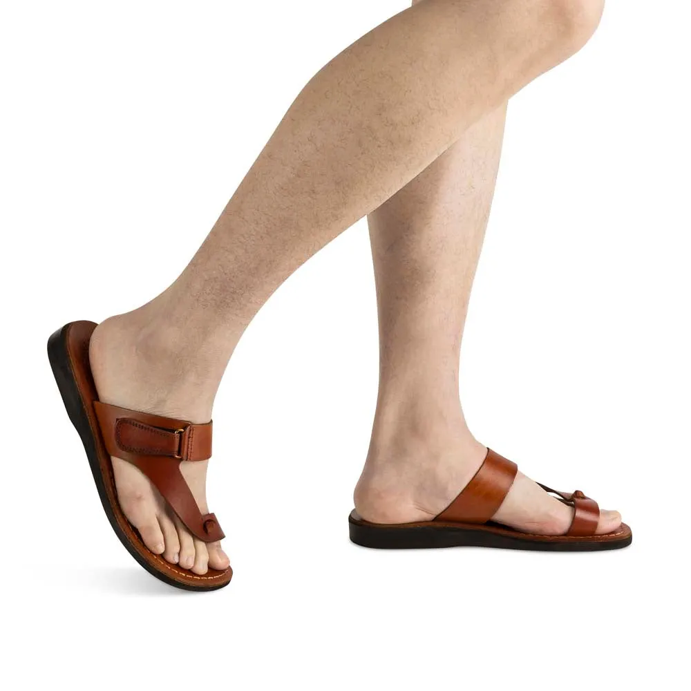 Rafael - Leather Velcro Strap Sandal | Honey
