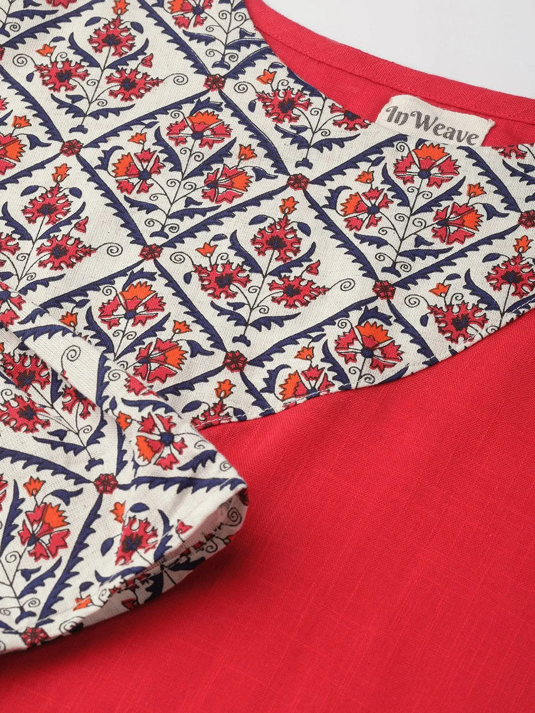Red Patch Work Kurta