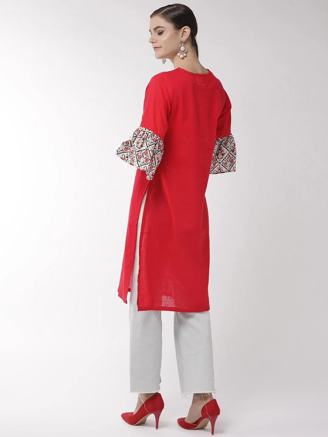 Red Patch Work Kurta