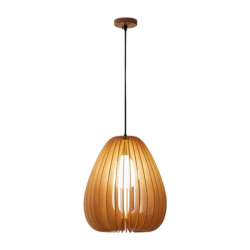 Round Wood Pendant Light