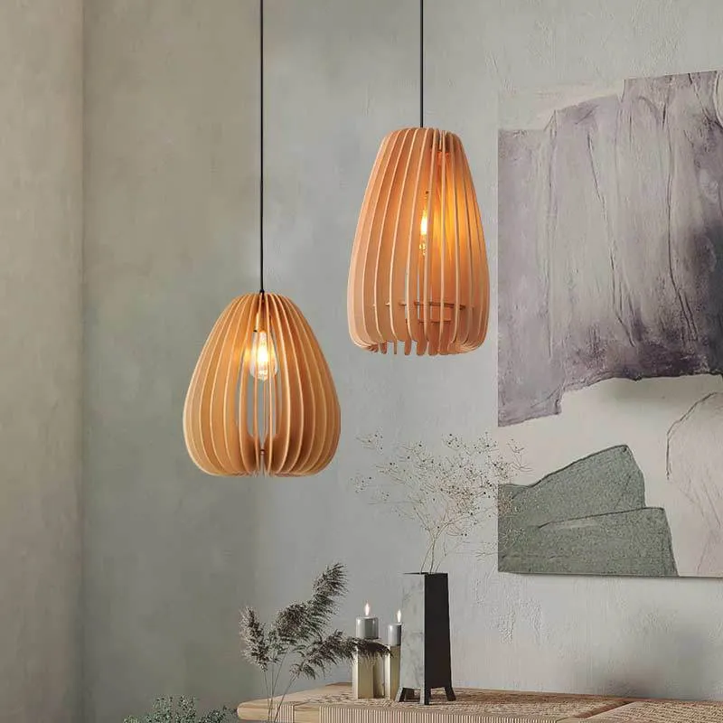 Round Wood Pendant Light