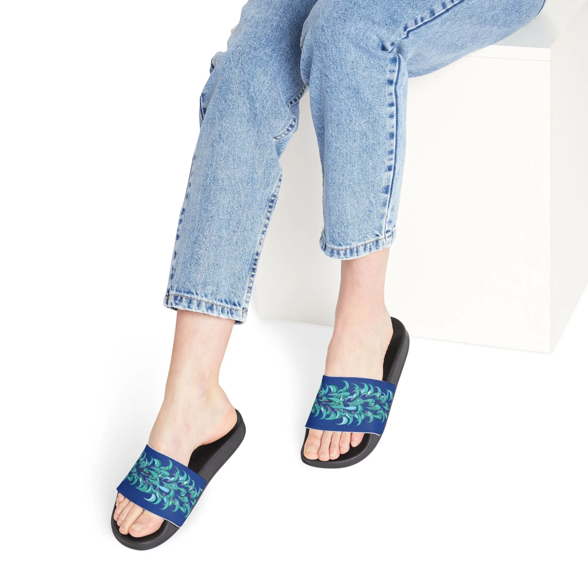 Sandals Blue Jade Flower Design