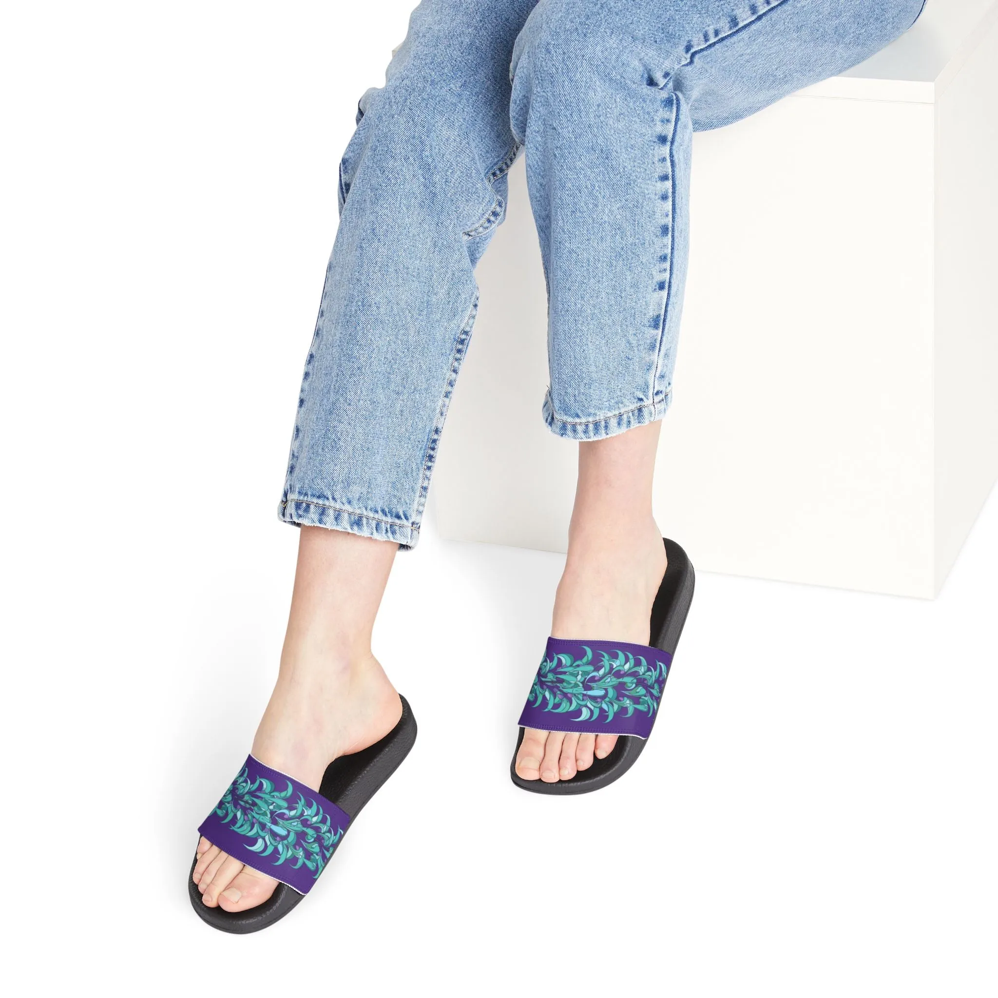 Sandals Blue Jade Flower Design