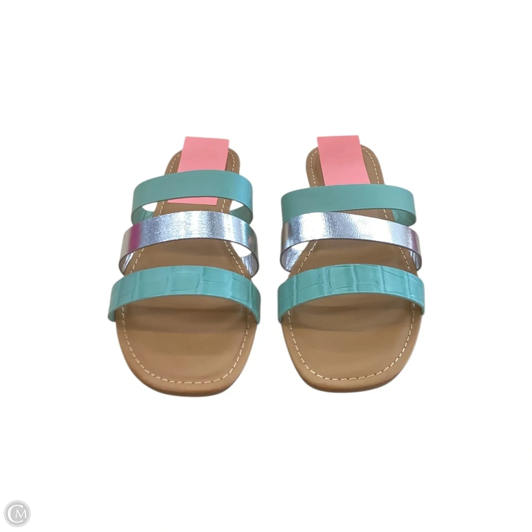 Sandals Flats By Clothes Mentor In Teal, Size: 8