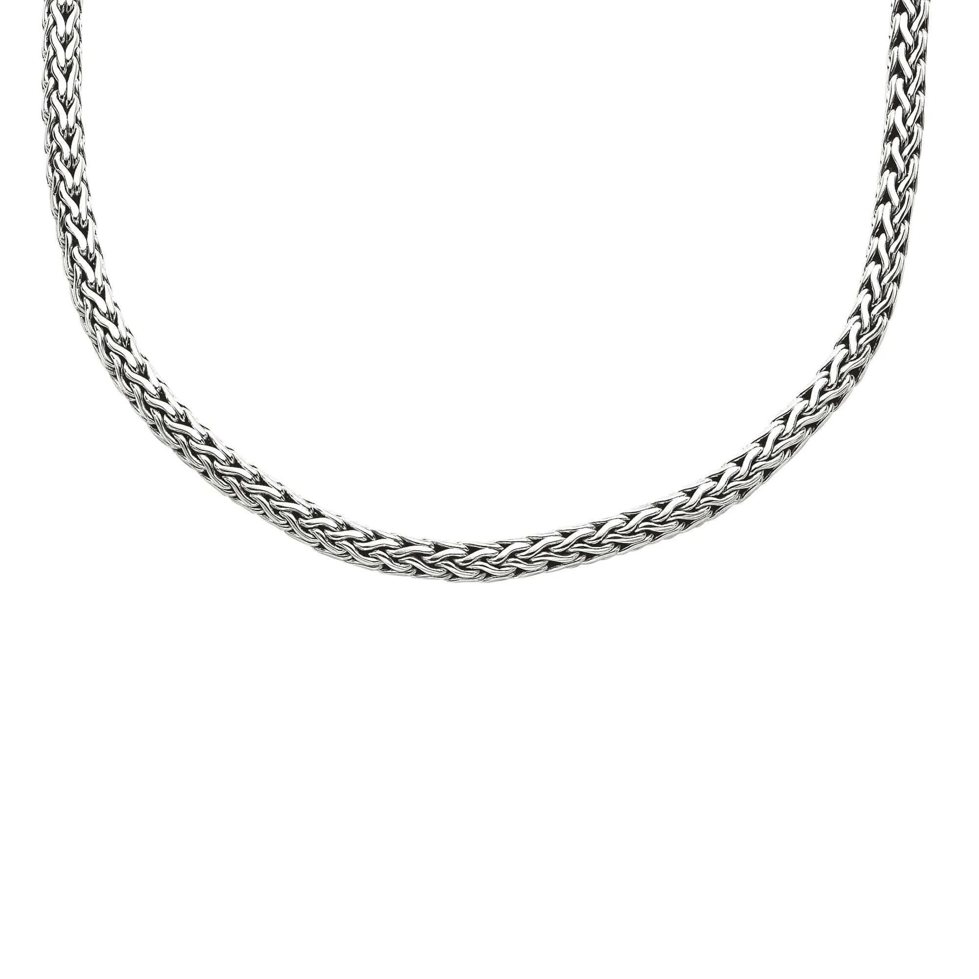 Silver Round Woven Chain Necklace
