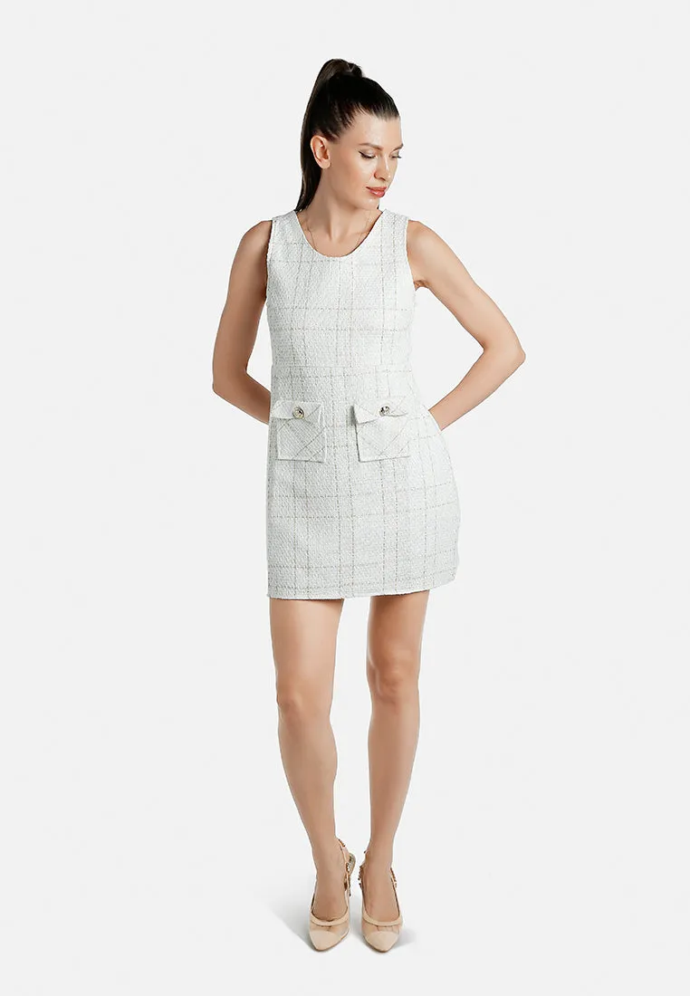 Sleeveless Woven Flap Pocket Mini Dress By RUW