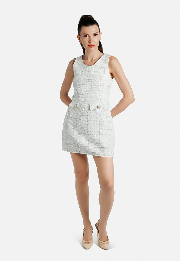Sleeveless Woven Flap Pocket Mini Dress By RUW