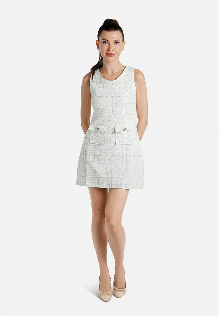 Sleeveless Woven Flap Pocket Mini Dress By RUW
