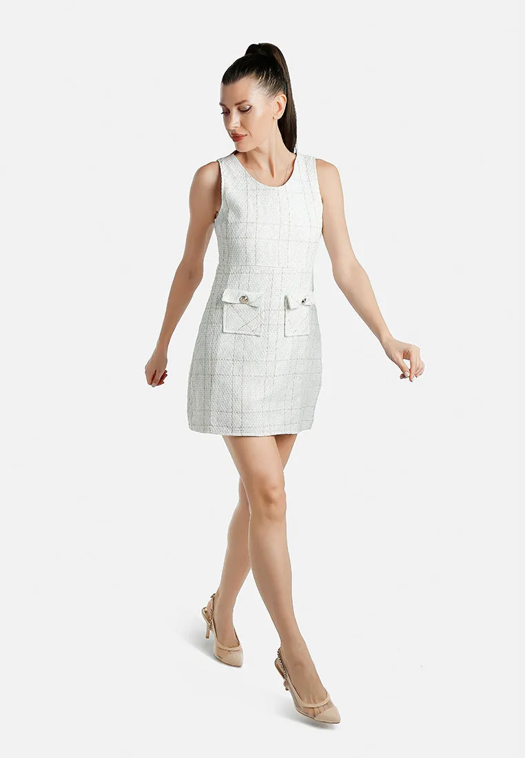 Sleeveless Woven Flap Pocket Mini Dress By RUW