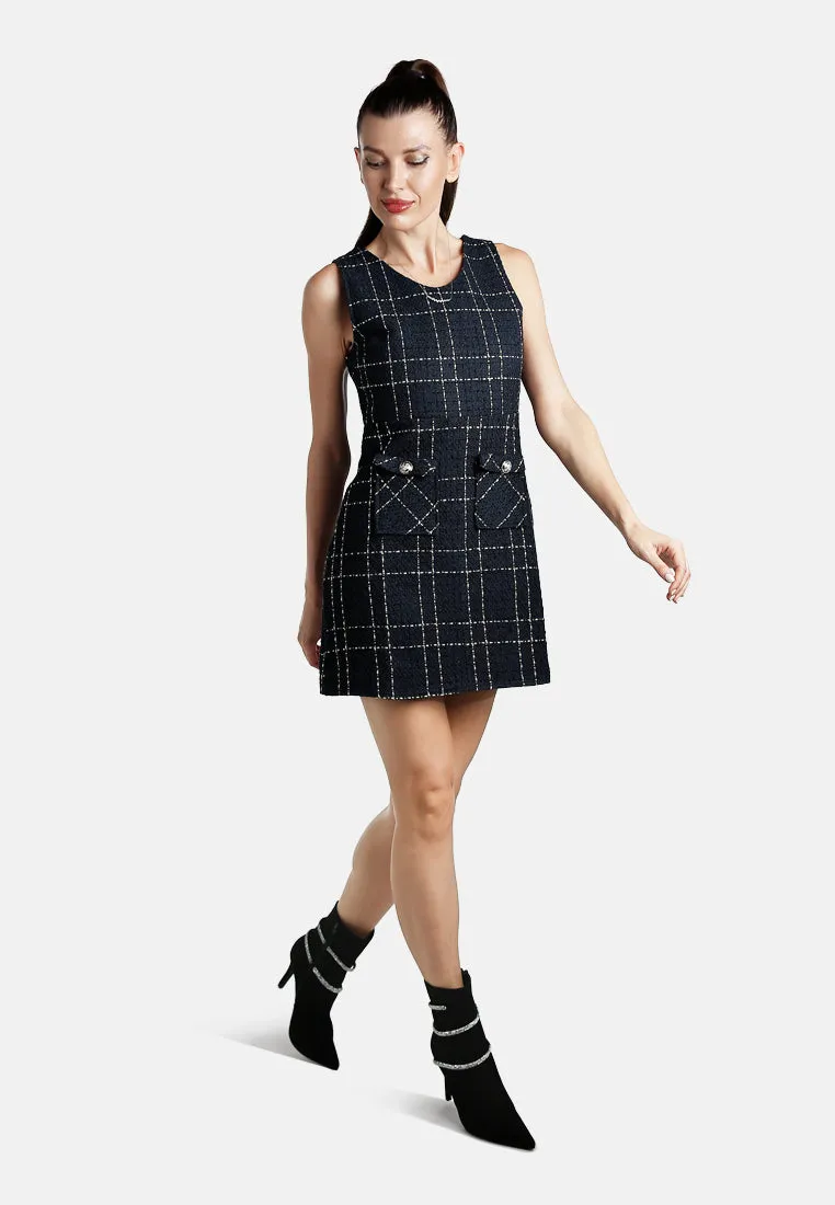 Sleeveless Woven Flap Pocket Mini Dress By RUW