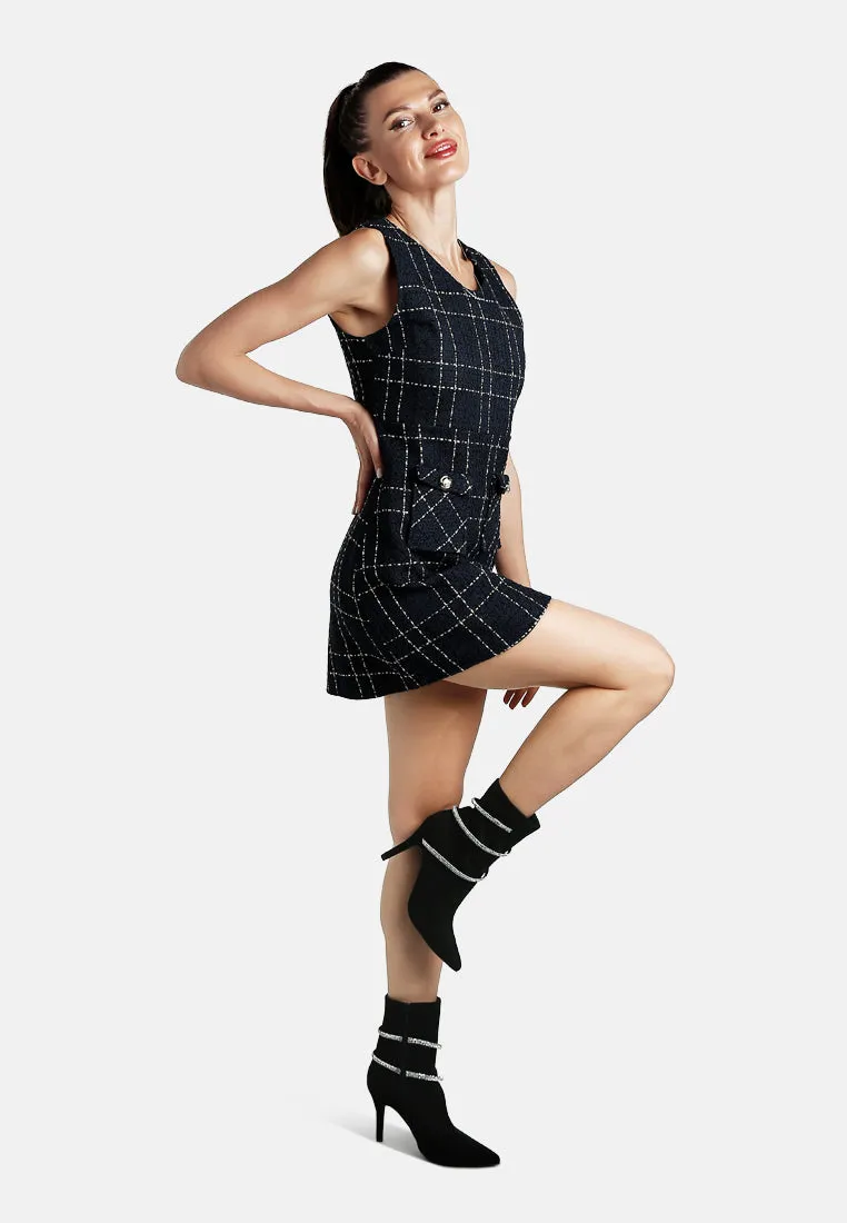Sleeveless Woven Flap Pocket Mini Dress By RUW