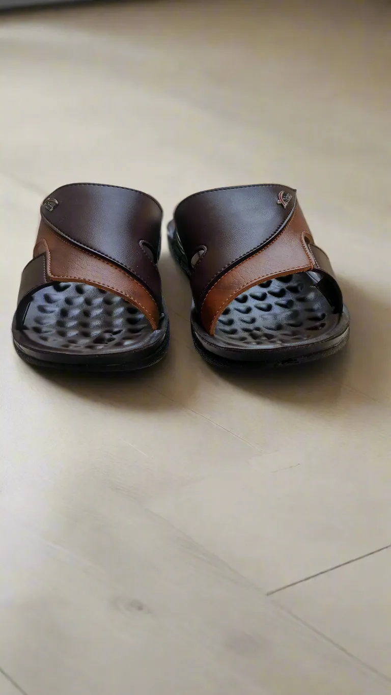 Slippers Men -  Dotted Sole - Double Color Brown - DC 001