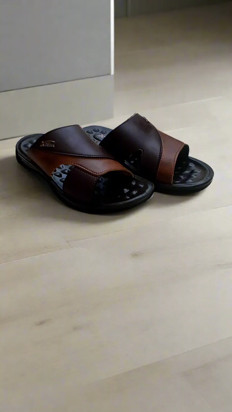 Slippers Men -  Dotted Sole - Double Color Brown - DC 001
