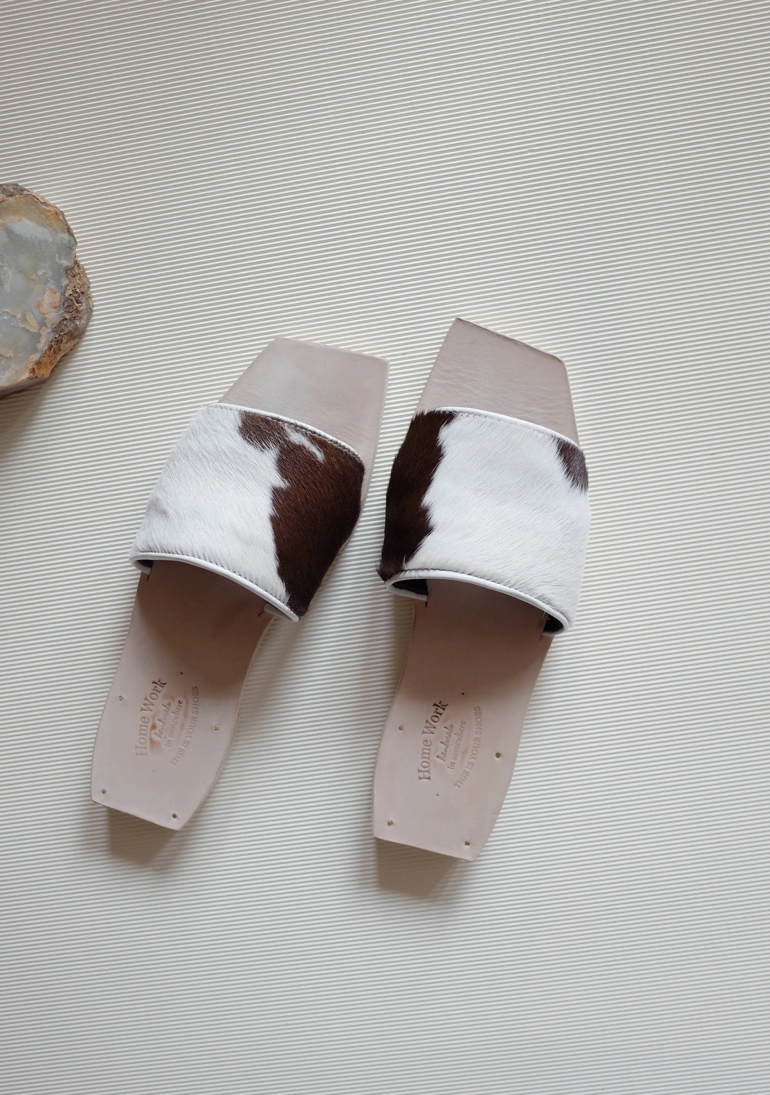 Textured Horse Hair Leather Slippers