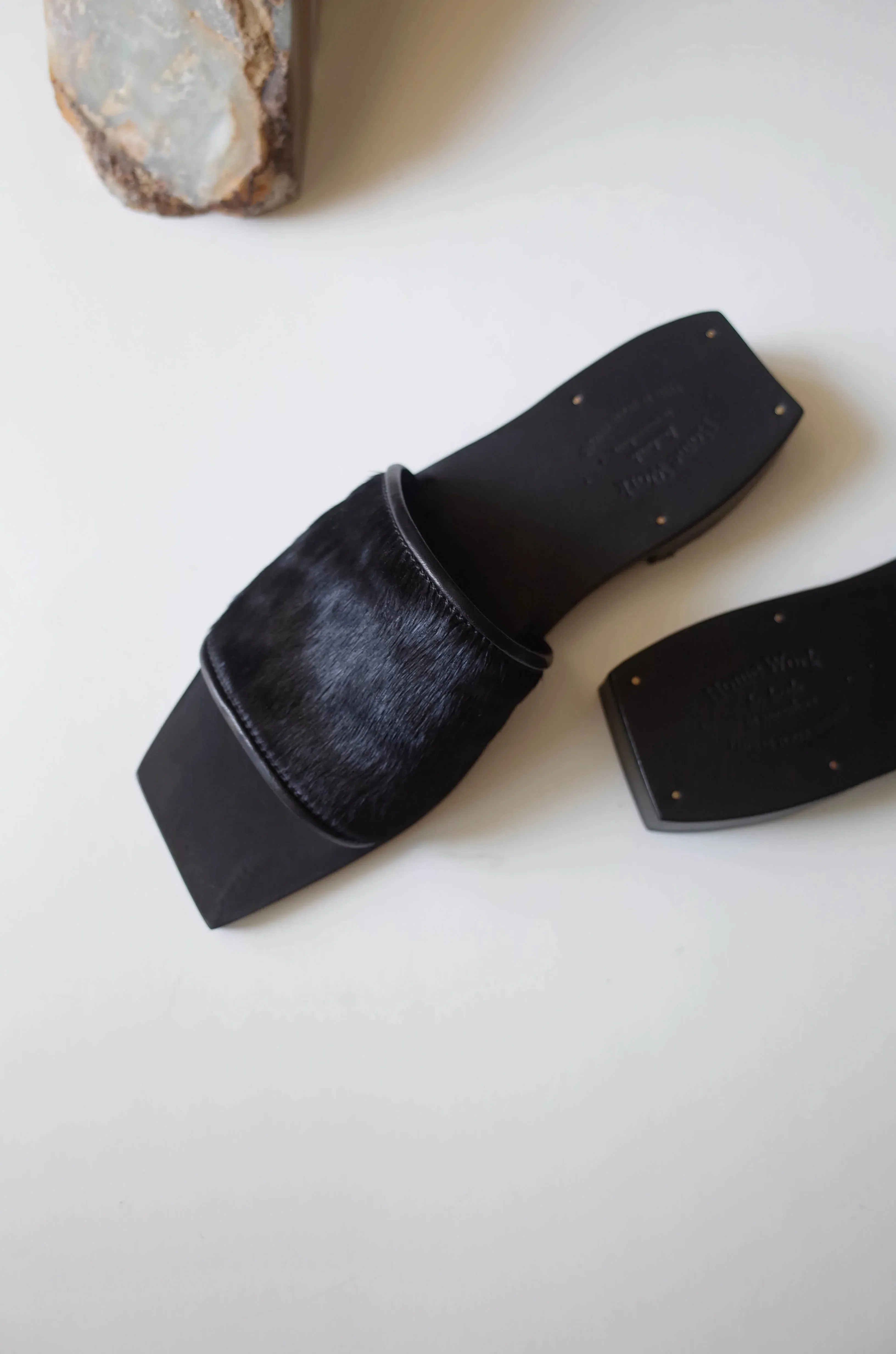 Textured Horse Hair Leather Slippers