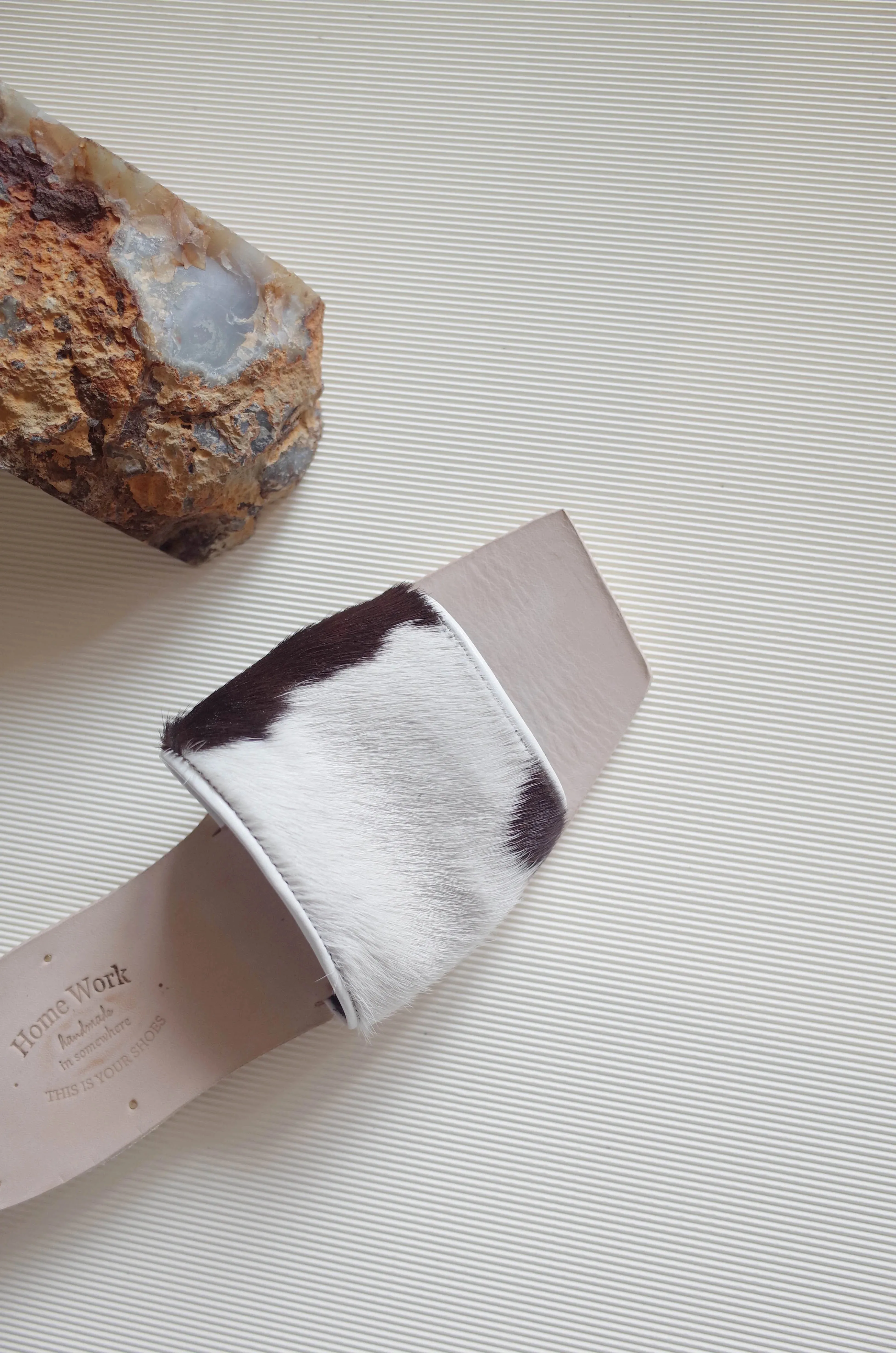 Textured Horse Hair Leather Slippers