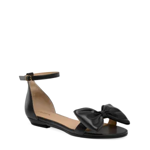 The Pashionista - Coal Satin Bow Flat - FINAL SALE