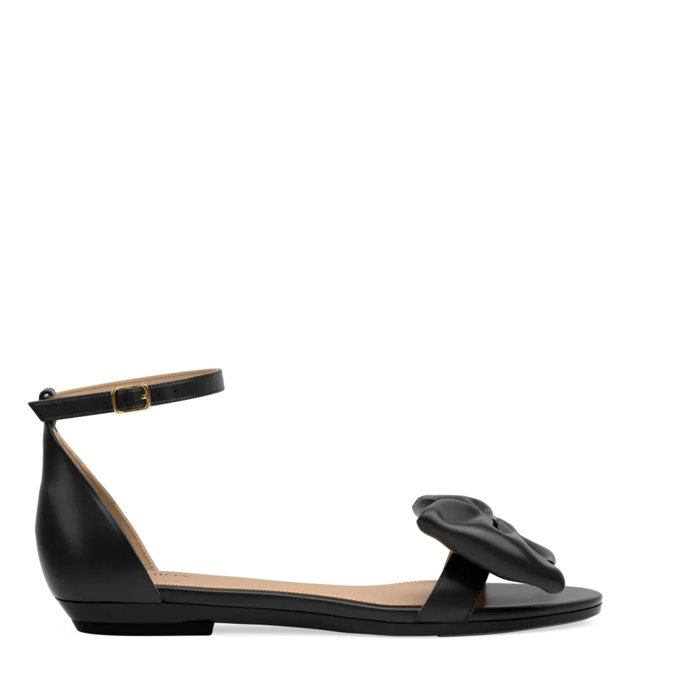 The Pashionista - Coal Satin Bow Flat - FINAL SALE