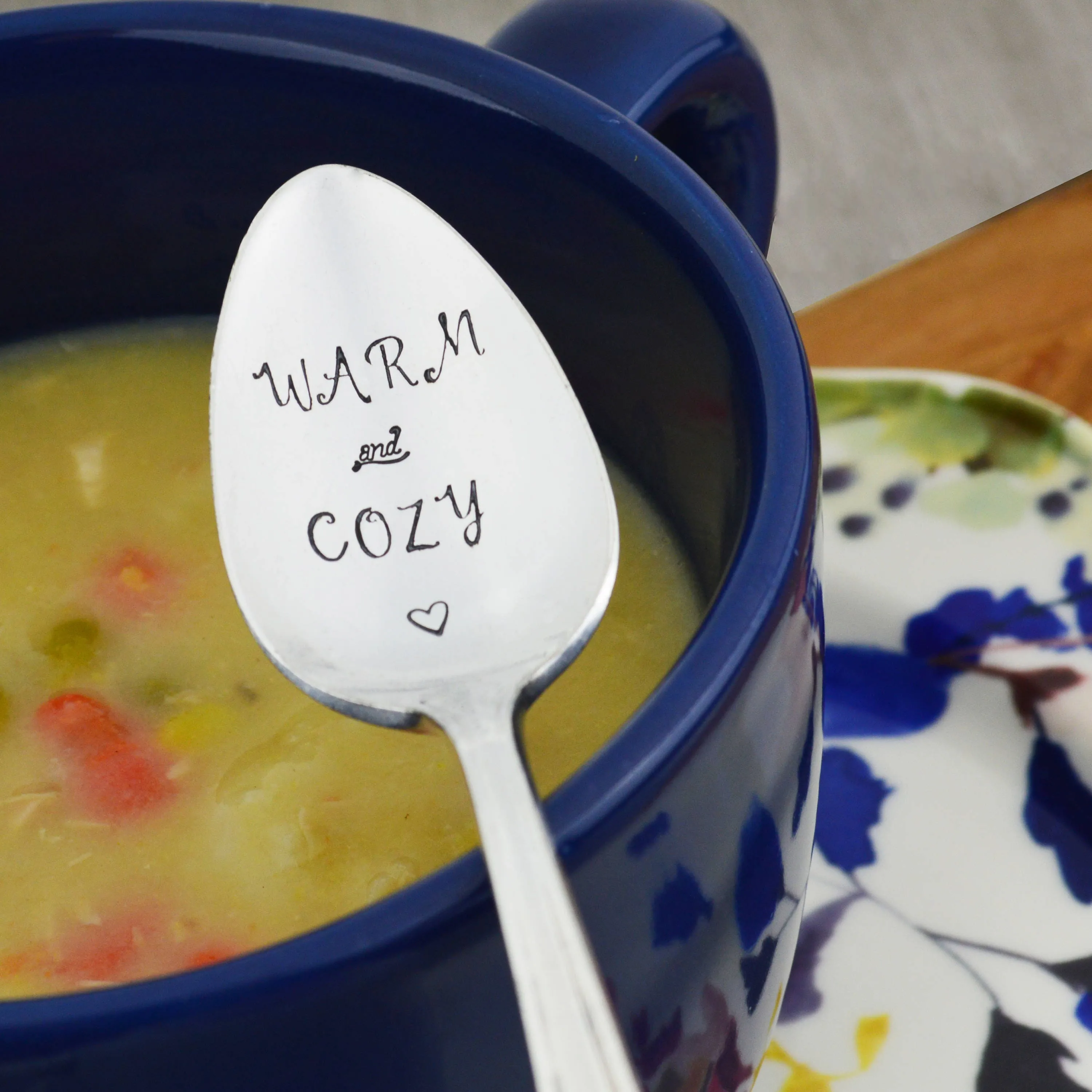 Warm and Cozy Hand Stamped Spoon