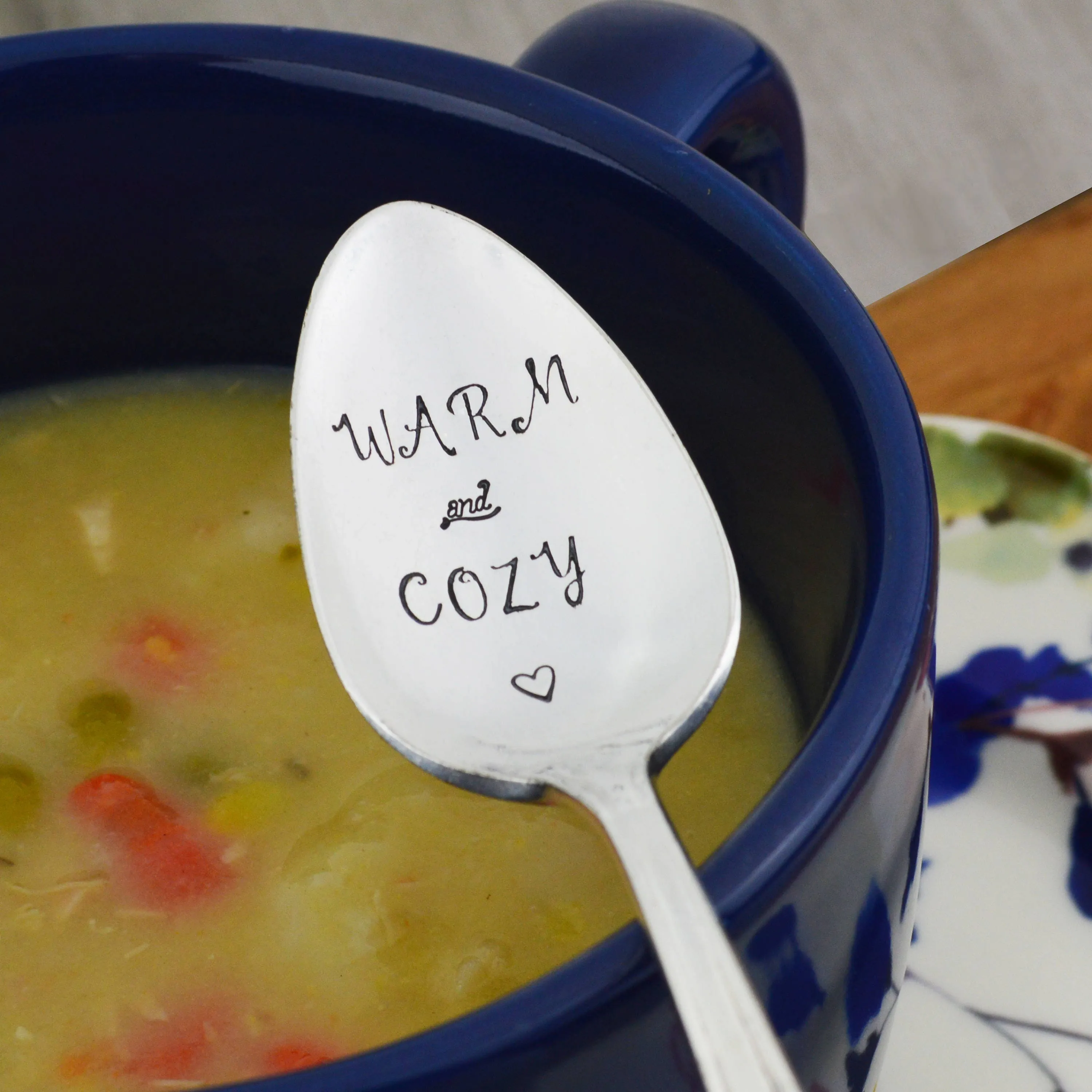 Warm and Cozy Hand Stamped Spoon