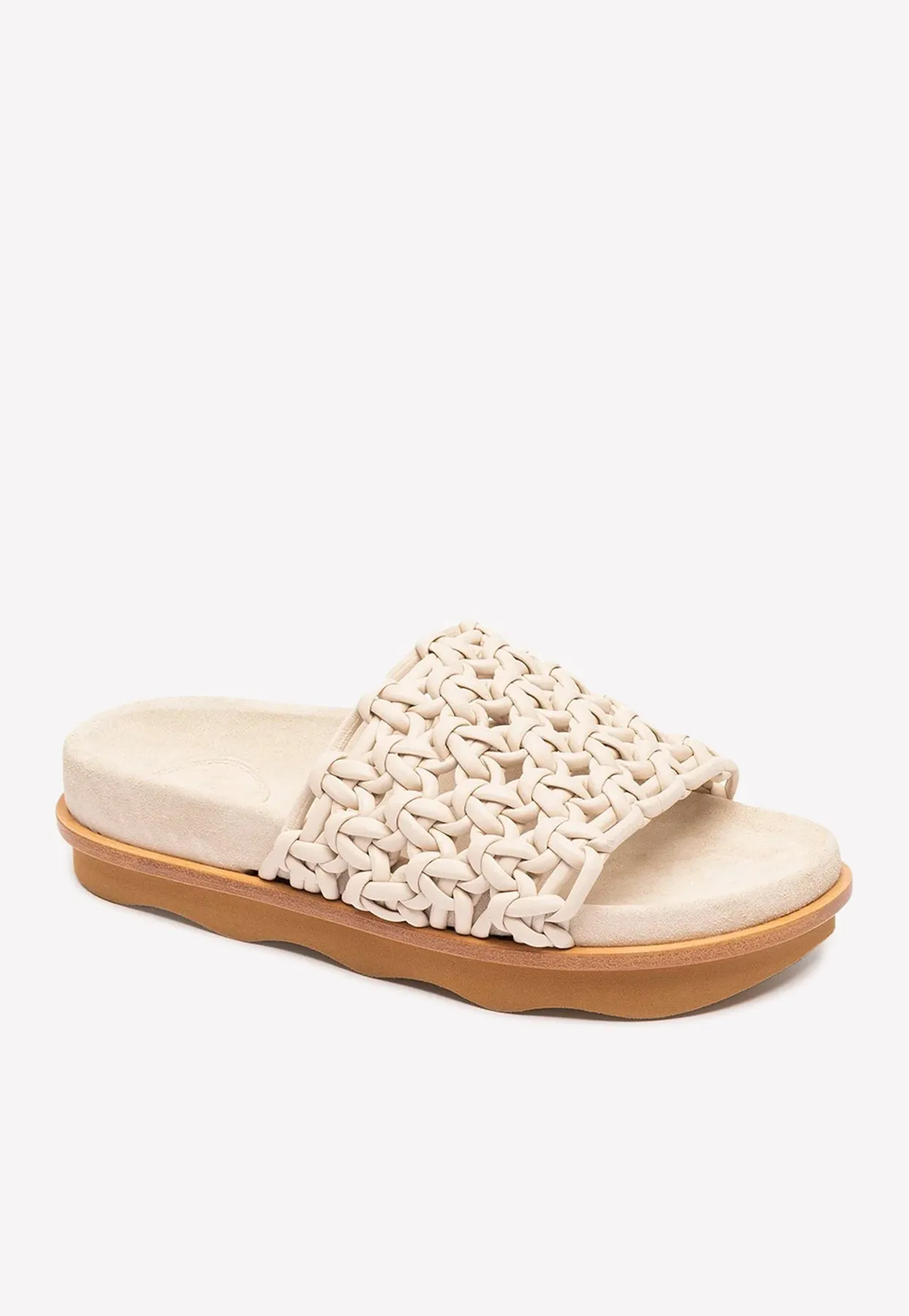 Wavy Braided Leather Flat Mules