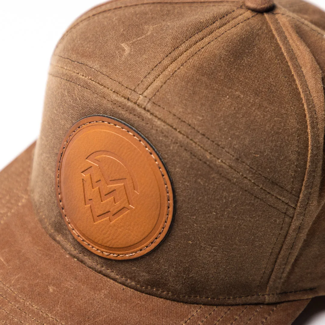 Waxed Oil Cloth Hat with Leather Patch