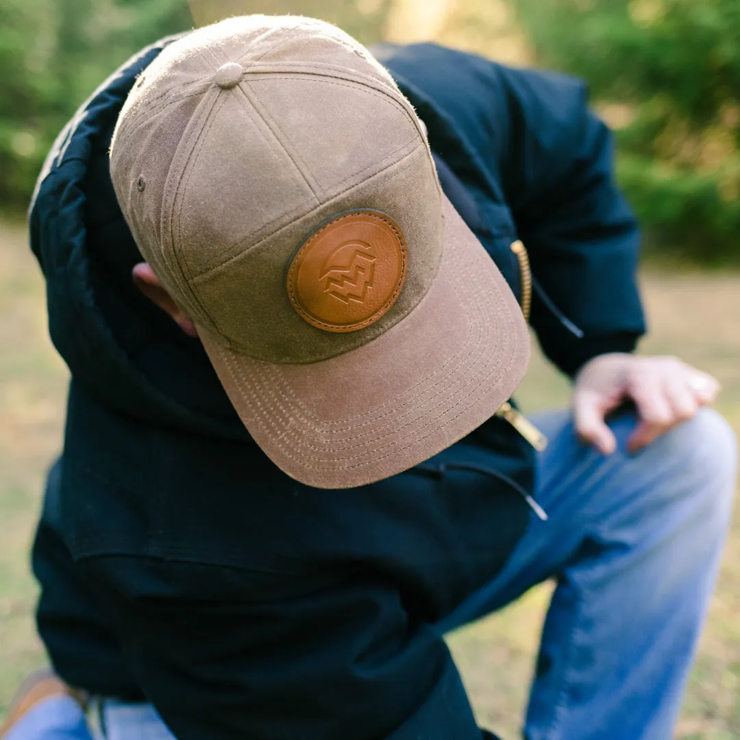 Waxed Oil Cloth Hat with Leather Patch