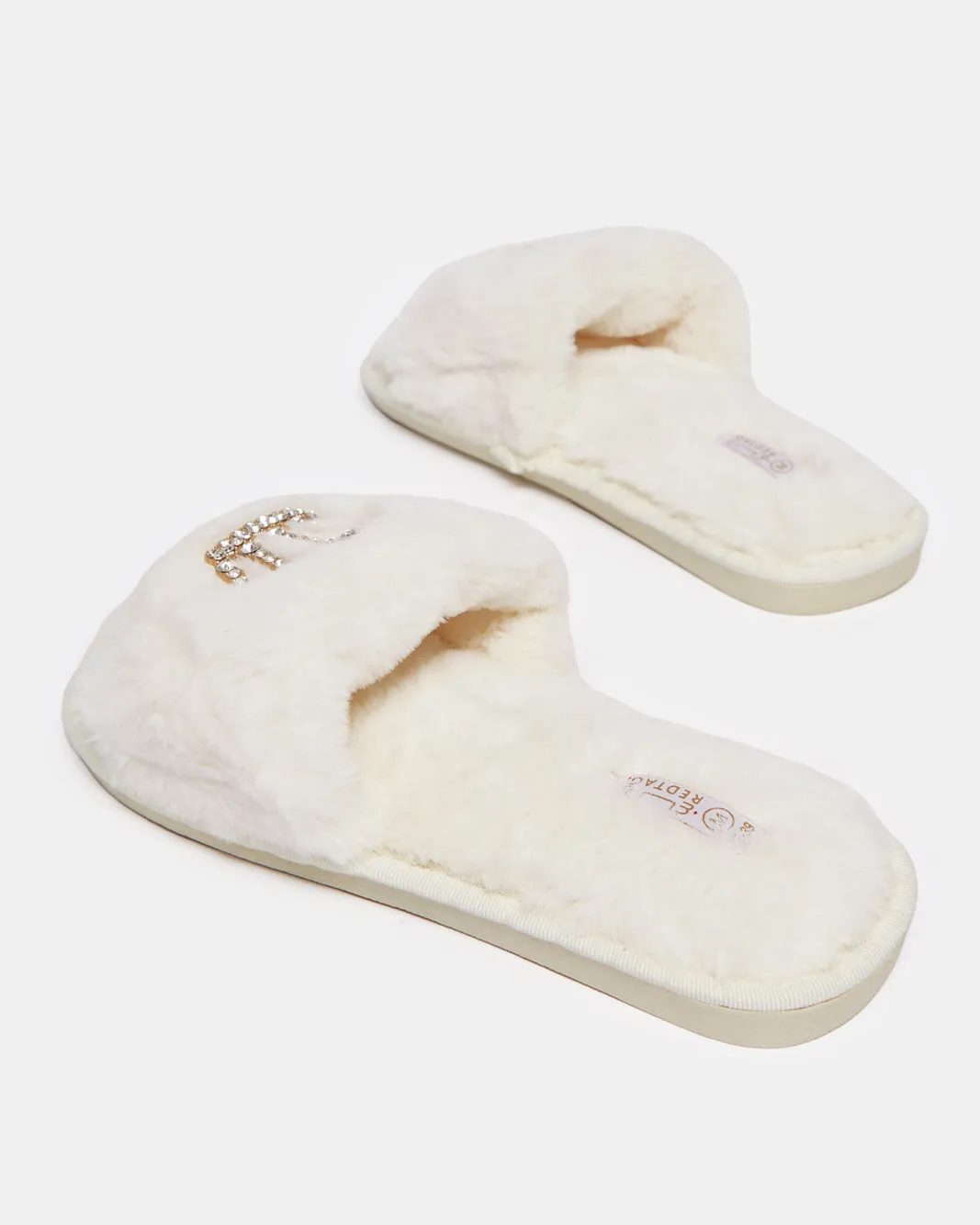 Women Beige Crown Slipper