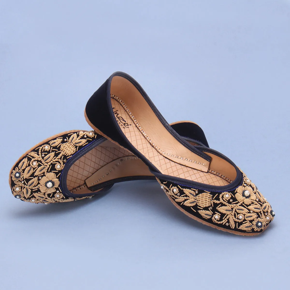 Women "Aizal" Leather Embroidered Wedding Khussa