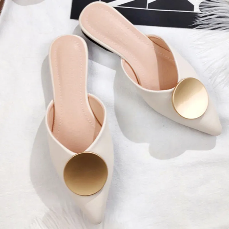 Women Slippers Pointed Flats Fashion Buckle